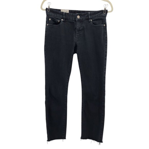 Nili Lotan Womens 2 Jeans 111/88 80 NL Skinny Crop Raw Hem Black Denim Jeans - Picture 1 of 10